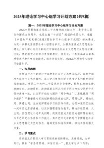 2025年理论学习中心组学习计划方案参考范文9篇
