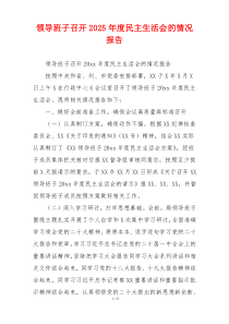 领导班子召开2025年度民主生活会的情况报告