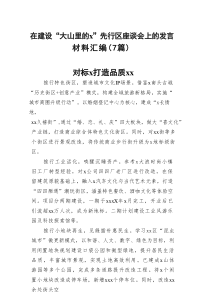在建设“大山里的”先行区座谈会上的发言材料汇编（7篇）