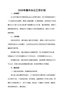 2025年集中办公工作计划