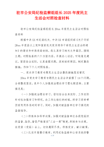 驻市公安局纪检监察组组长2025年度民主生活会对照检查材料