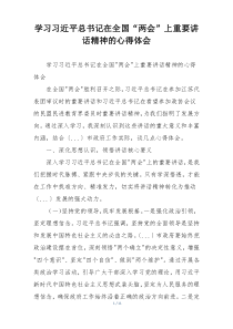 学习习近平总书记在全国“两会”上重要讲话精神的心得体会