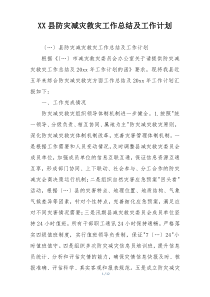 XX县防灾减灾救灾工作总结及工作计划