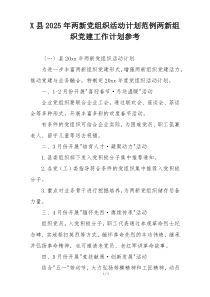 X县2025年两新党组织活动计划范例两新组织党建工作计划参考