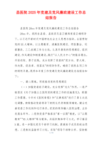 县医院2025年党建及党风廉政建设工作总结报告