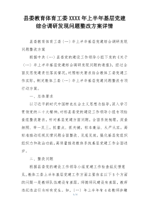 县委教育体育工委XXXX年上半年基层党建综合调研发现问题整改方案详情