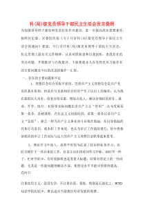 科（局）级党员领导干部民主生活会发言提纲