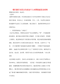 银行副行长民主生活会个人对照检查发言材料