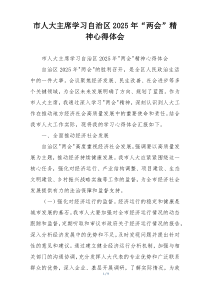 市人大主席学习自治区2025年“两会”精神心得体会