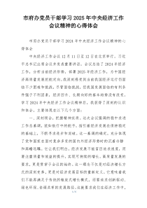 市府办党员干部学习2025年中央经济工作会议精神的心得体会