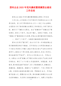 国有企业2025年党风廉政暨清廉国企建设工作总结