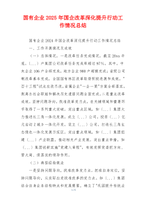 国有企业2025年国企改革深化提升行动工作情况总结