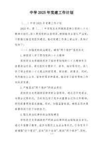 中学2025年党建工作计划