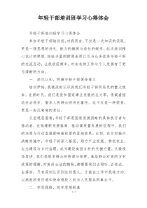 年轻干部培训班学习心得体会