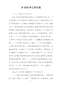 乡2025年工作计划