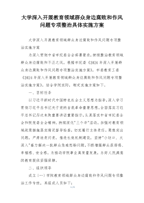 大学深入开展教育领域群众身边腐败和作风问题专项整治具体实施方案