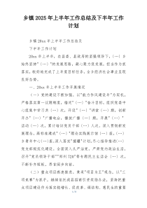乡镇2025年上半年工作总结及下半年工作计划