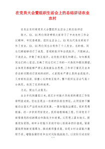 在党员大会暨组织生活会上的总结讲话农业农村