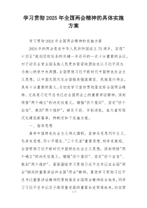 学习贯彻2025年全国两会精神的具体实施方案