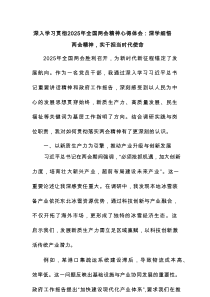 深入学习贯彻2025年全国两会精神心得体会：深学细悟两会精神实干担当时代使命