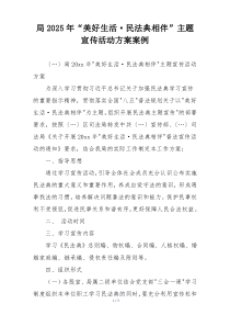 局2025年“美好生活·民法典相伴”主题宣传活动方案案例