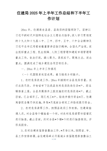 住建局2025年上半年工作总结和下半年工作计划