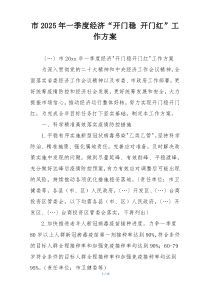 市2025年一季度经济“开门稳 开门红”工作方案