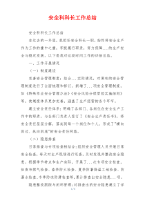 安全科科长工作总结