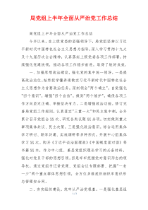 局党组上半年全面从严治党工作总结