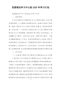 党委理论学习中心组2025年学习计划