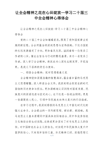 让全会精神之花在心田绽放—学习二十届三中全会精神心得体会