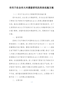 市关于在全市大兴调查研究的具体实施方案