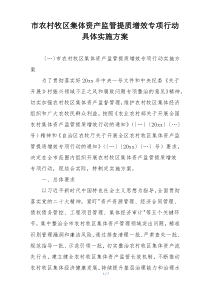 市农村牧区集体资产监管提质增效专项行动具体实施方案