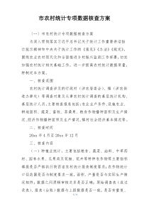 市农村统计专项数据核查方案