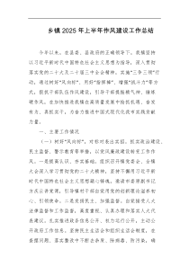 乡镇2025年上半年作风建设工作总结