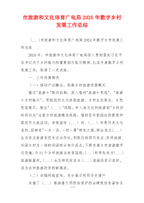 市旅游和文化体育广电局2025年数字乡村发展工作总结