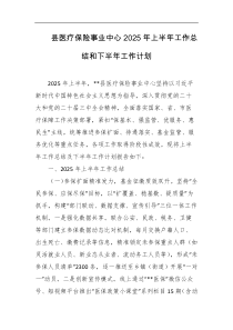 县医疗保险事业中心2025年上半年工作总结和下半年工作计划