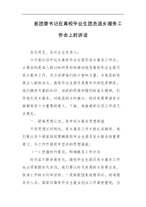 县团委书记在高校毕业生团员返乡服务工作会上的讲话