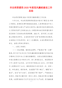 市自然资源局2025年度党风廉政建设工作总结