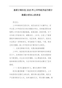 县统计局长在2025年上半年经济运行统计数据分析会上的讲话