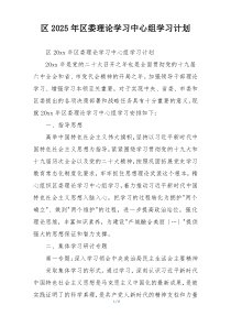 区2025年区委理论学习中心组学习计划