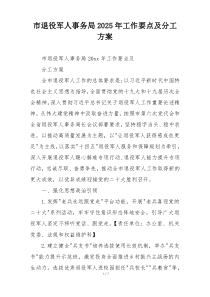 市退役军人事务局2025年工作要点及分工方案