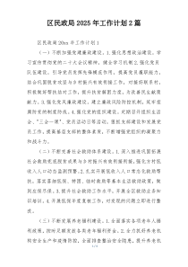 区民政局2025年工作计划2篇