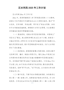 区水利局2025年工作计划