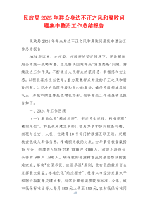 民政局2025年群众身边不正之风和腐败问题集中整治工作总结报告