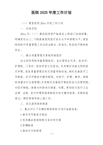 医院2025年度工作计划