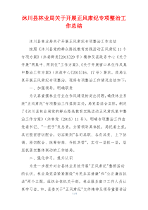 沐川县林业局关于开展正风肃纪专项整治工作总结