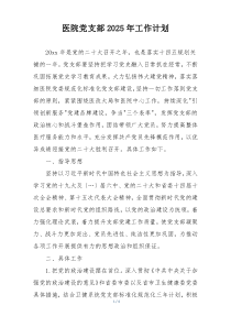 医院党支部2025年工作计划