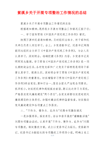 紫溪乡关于开展专项整治工作情况的总结