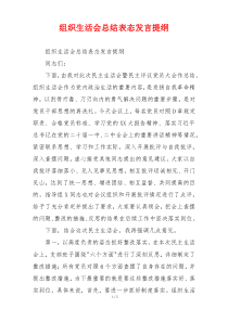 组织生活会总结表态发言提纲